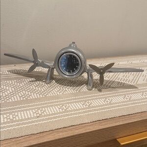 Silver Airplane Desk Clock